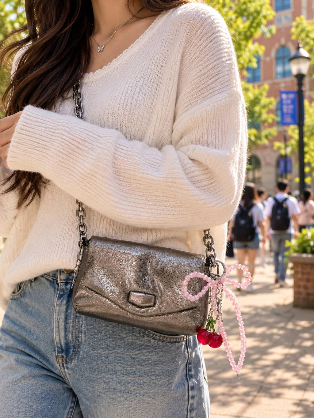 Cherry Blush Bow Bag Charm 🍒🎀