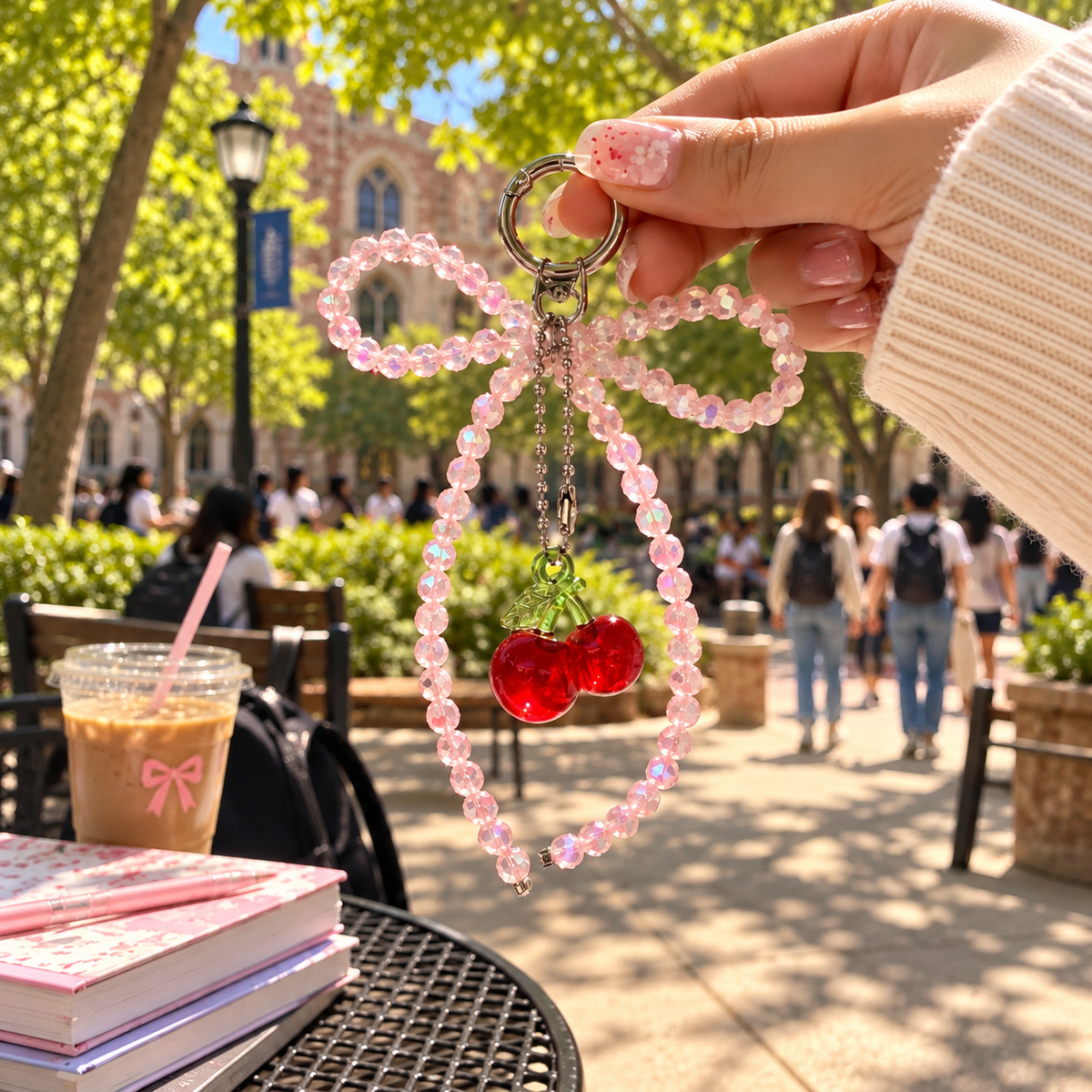 Cherry Blush Bow Bag Charm 🍒🎀