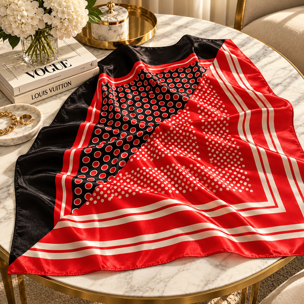 Scarlet Noir Polka Dot Scarf