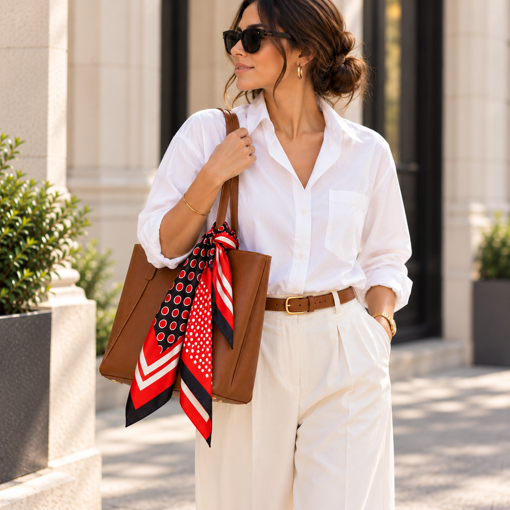 Scarlet Noir Polka Dot Scarf
