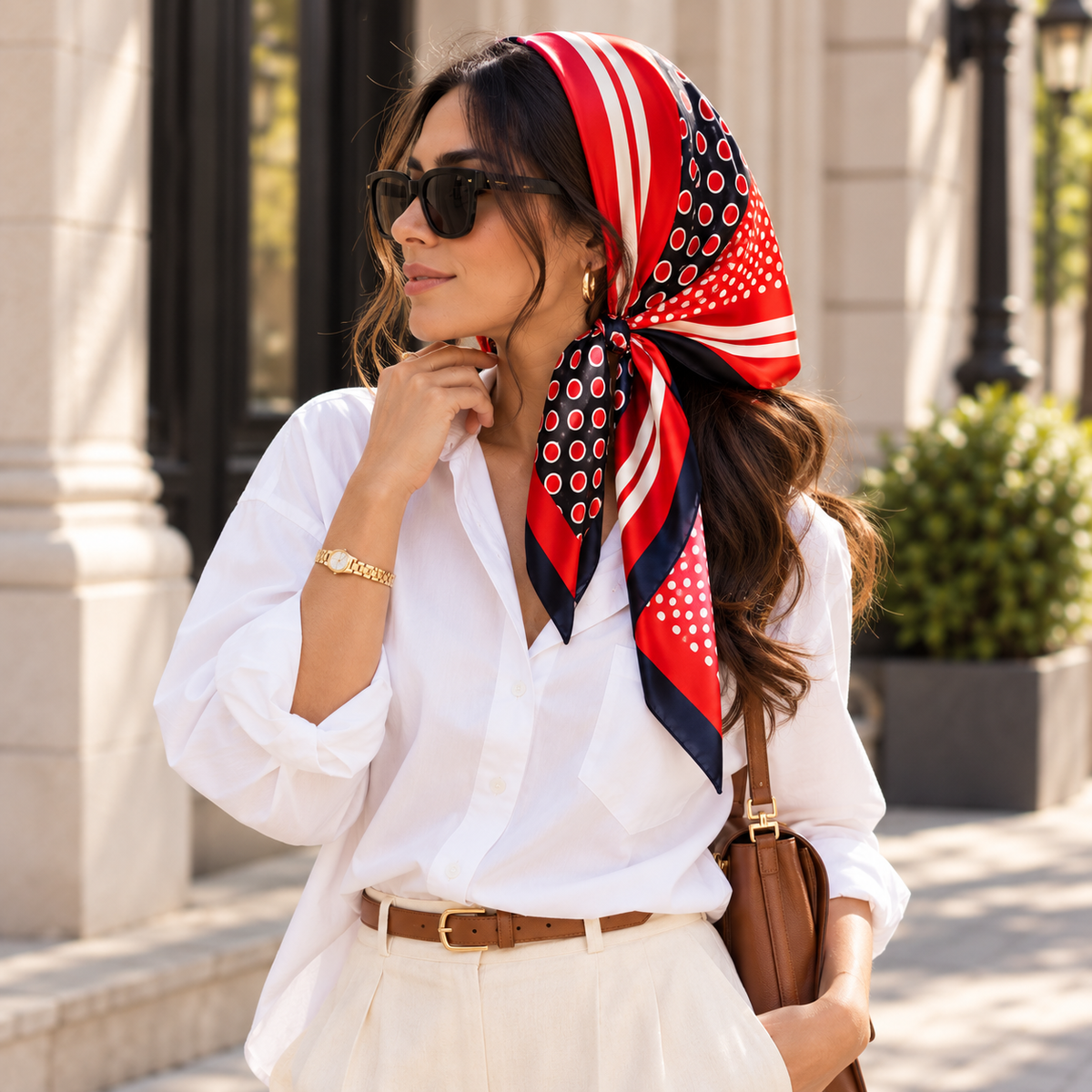 Scarlet Noir Polka Dot Scarf