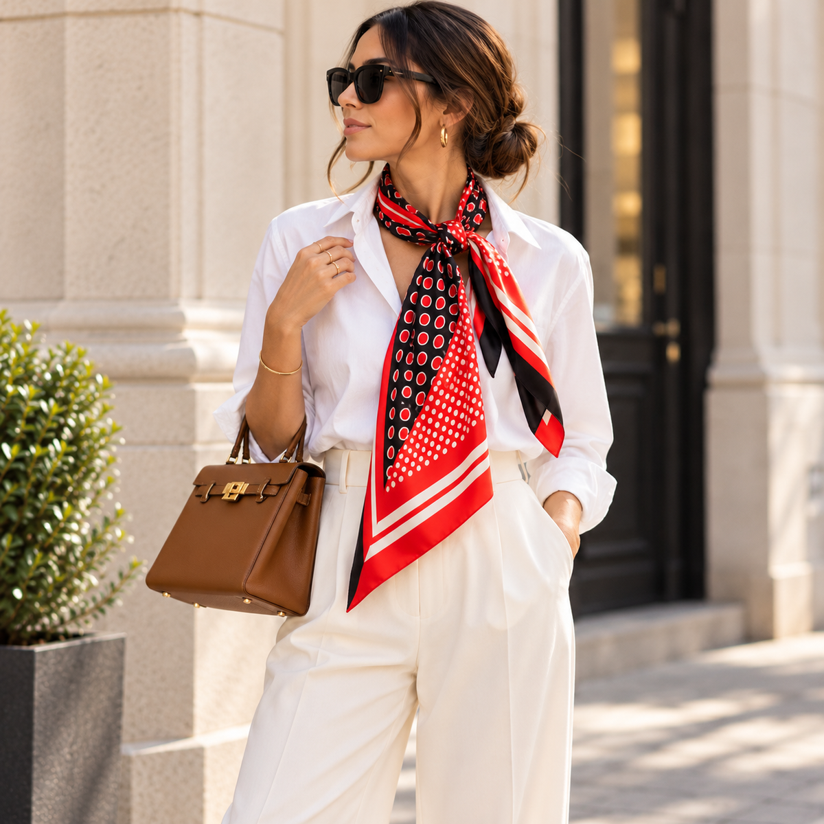 Scarlet Noir Polka Dot Scarf