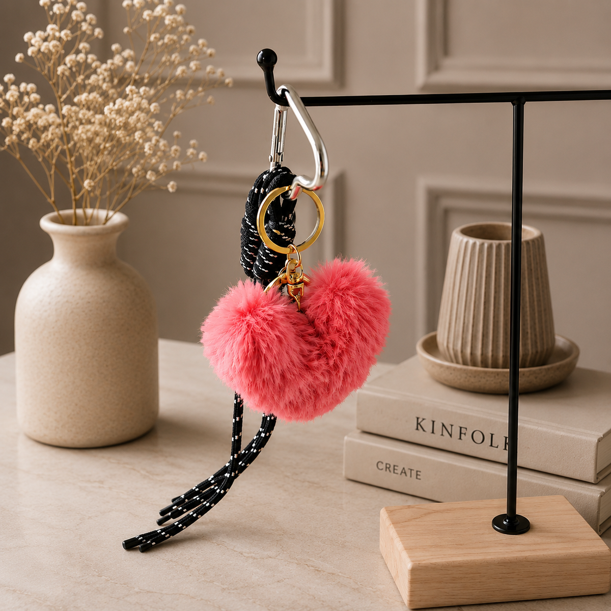 Fluffy Heart Bag Charm