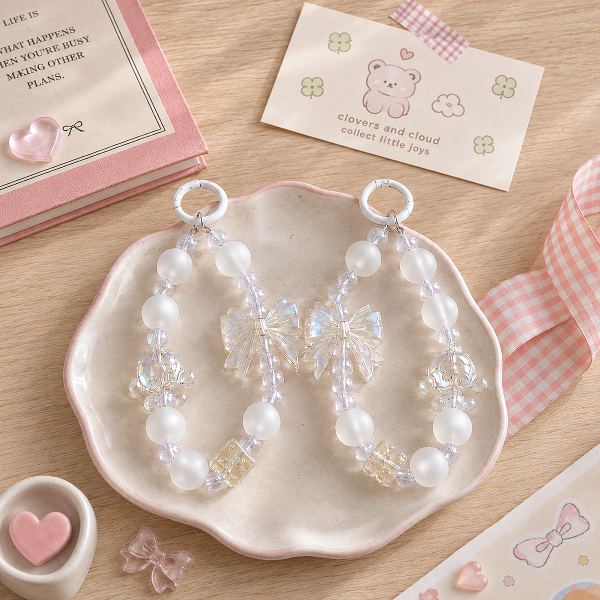 Frosted Bow Phone Charm