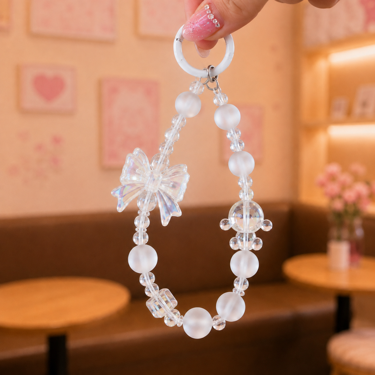 Frosted Bow Phone Charm