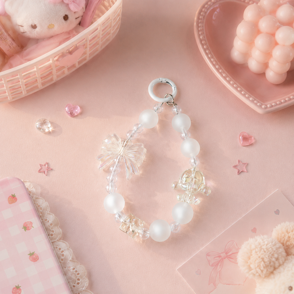 Frosted Bow Phone Charm